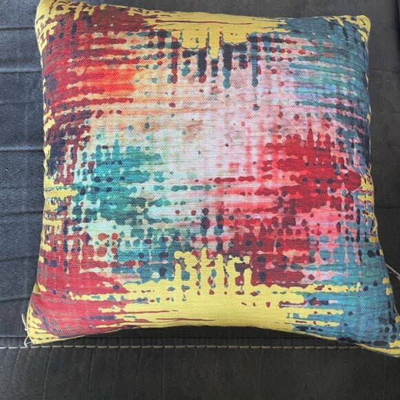 Sofa Accent Pillows Abstract Prints Set of 2 Decorative 13x13 - Picture 3 of 3